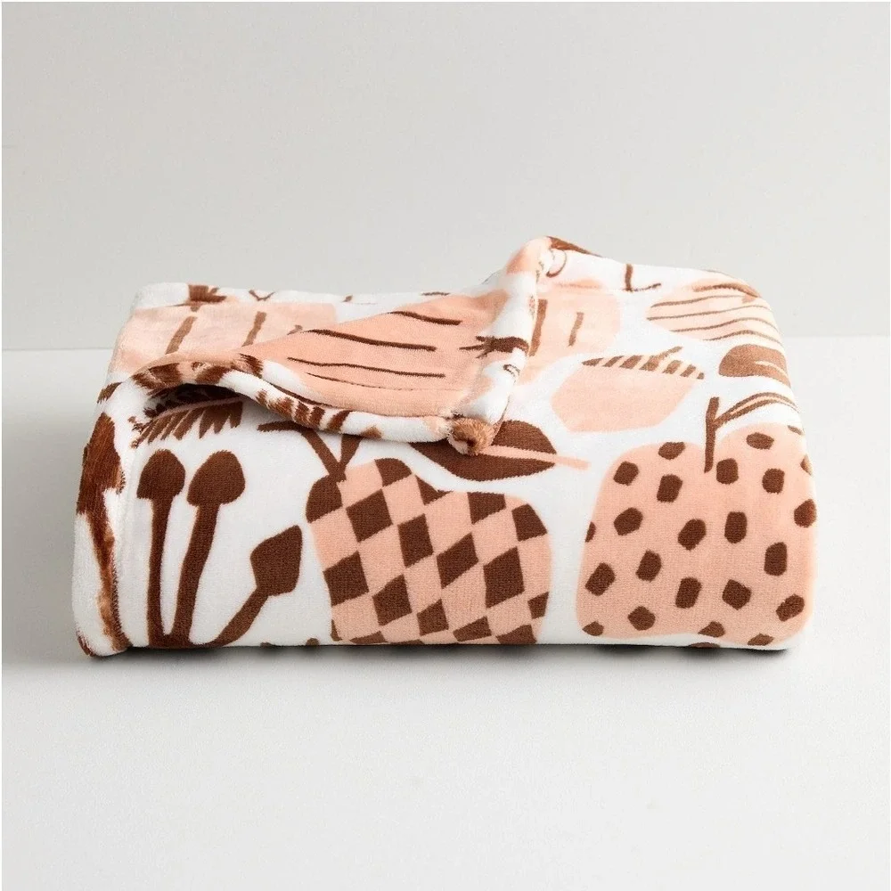 The Big One Fall Icons Oversized Fleece Throw - 5' x 6'  Acorn, Mushroom, Flower
